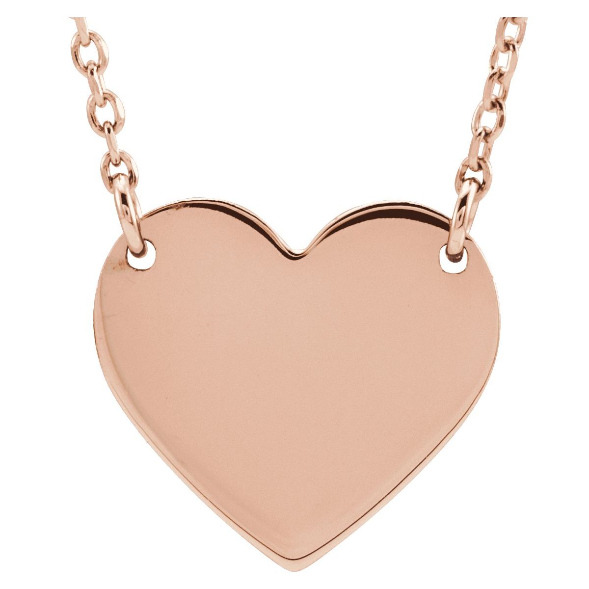 Engraved Heart Necklace — Heart Size 8 x 7.2 mm, 18k Rose Gold-Plated Sterling Silver