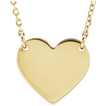 Engraved Heart Necklace — Heart Size 8 x 7.2 mm, 18k Yellow Gold-Plated Sterling Silver