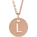 Initial Disc Necklace — Initial L, 14k Rose Gold