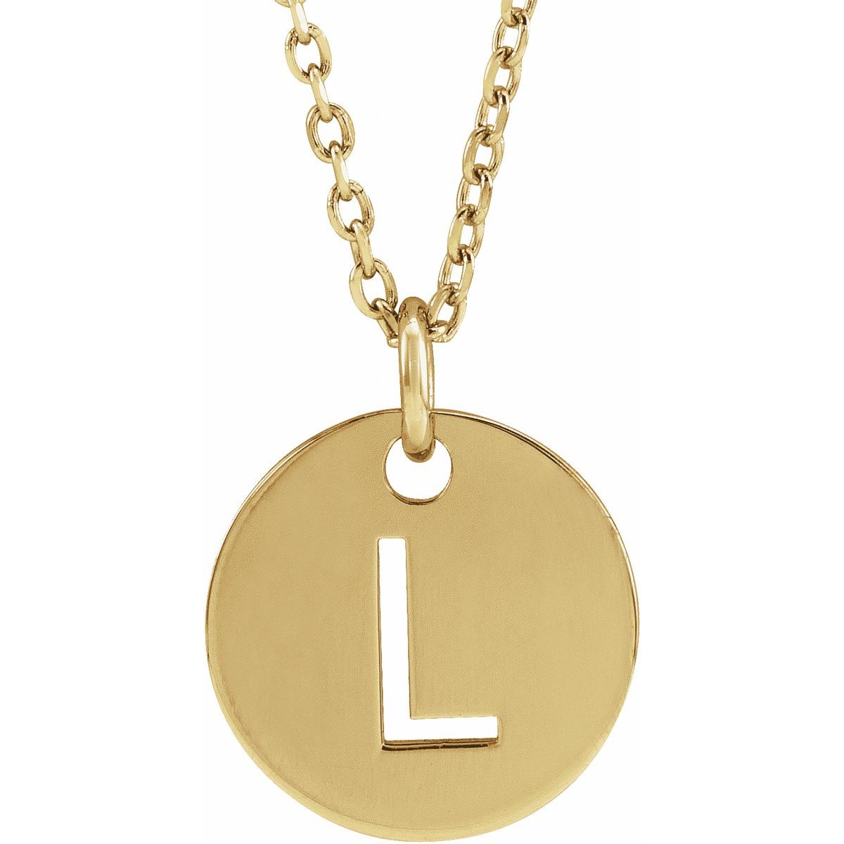 Initial Disc Necklace — Initial L, 14k Yellow Gold