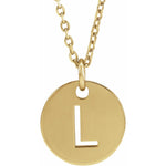 Initial Disc Necklace — Initial L, 14k Yellow Gold