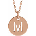 Initial Disc Necklace — Initial M, 14k Rose Gold