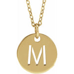 Initial Disc Necklace — Initial M, 14k Yellow Gold