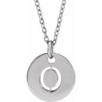Initial Disc Necklace — Initial O, 14k White Gold