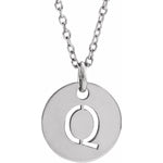 Initial Disc Necklace — Initial Q, 14k White Gold