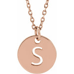 Initial Disc Necklace — Initial S, 14k Rose Gold