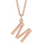 Initial Pendant Necklace — Initial M, 14k Rose Gold