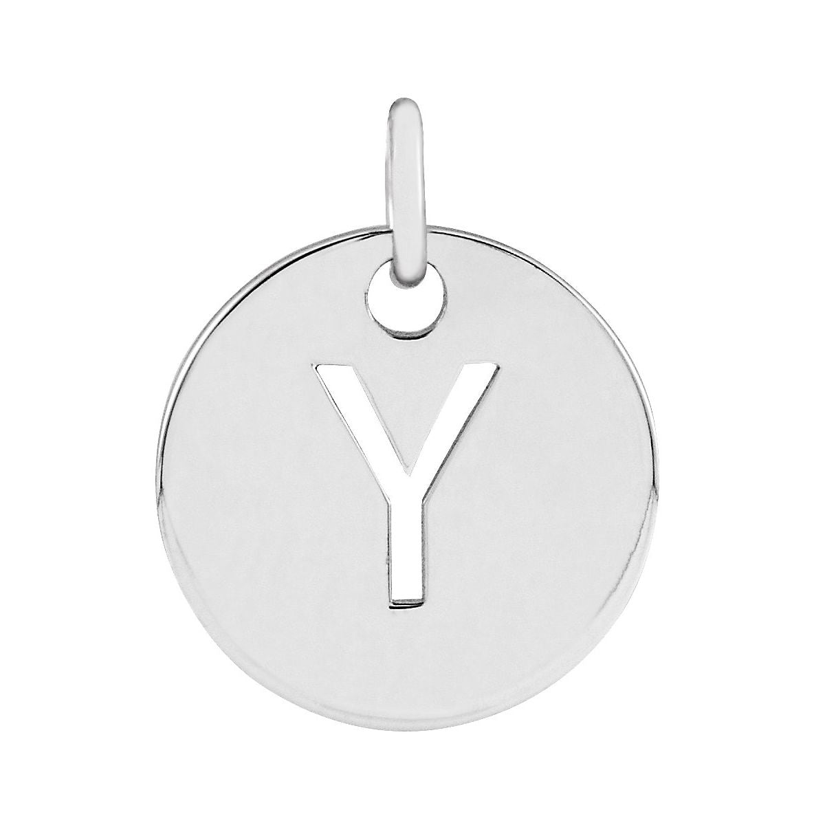 Initial Disc Charm — Initial Y, 14k White Gold