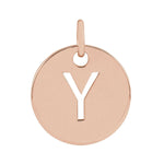 Initial Disc Charm — Initial Y, 14k Rose Gold