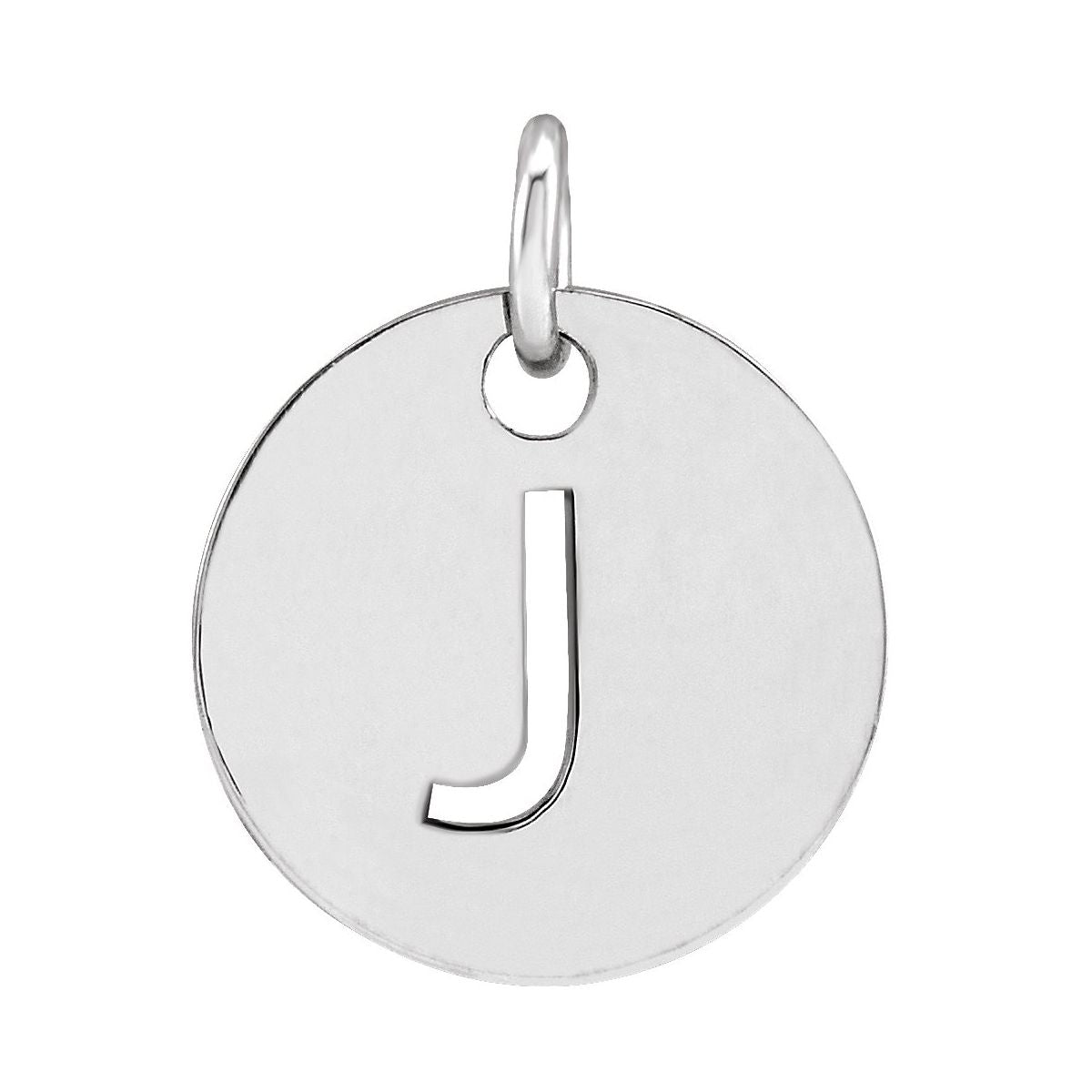 Initial Disc Charm — Initial J, 14k White Gold