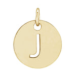Initial Disc Charm — Initial J, 14k Yellow Gold