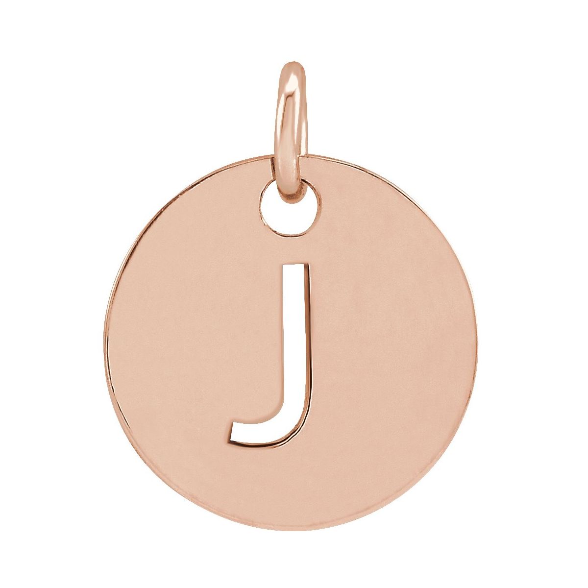 Initial Disc Charm — Initial J, 14k Rose Gold