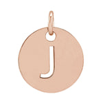 Initial Disc Charm — Initial J, 14k Rose Gold