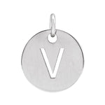 Initial Disc Charm — Initial V, 14k White Gold
