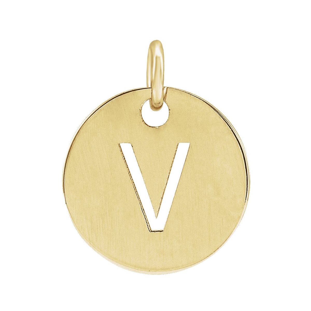 Initial Disc Charm — Initial V, 14k Yellow Gold