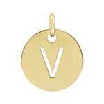 Initial Disc Charm — Initial V, 14k Yellow Gold