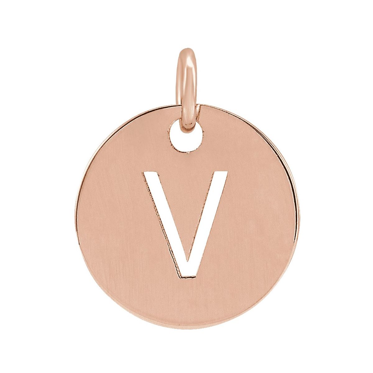 Initial Disc Charm — Initial V, 14k Rose Gold