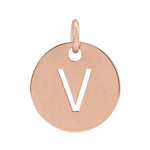 Initial Disc Charm — Initial V, 14k Rose Gold