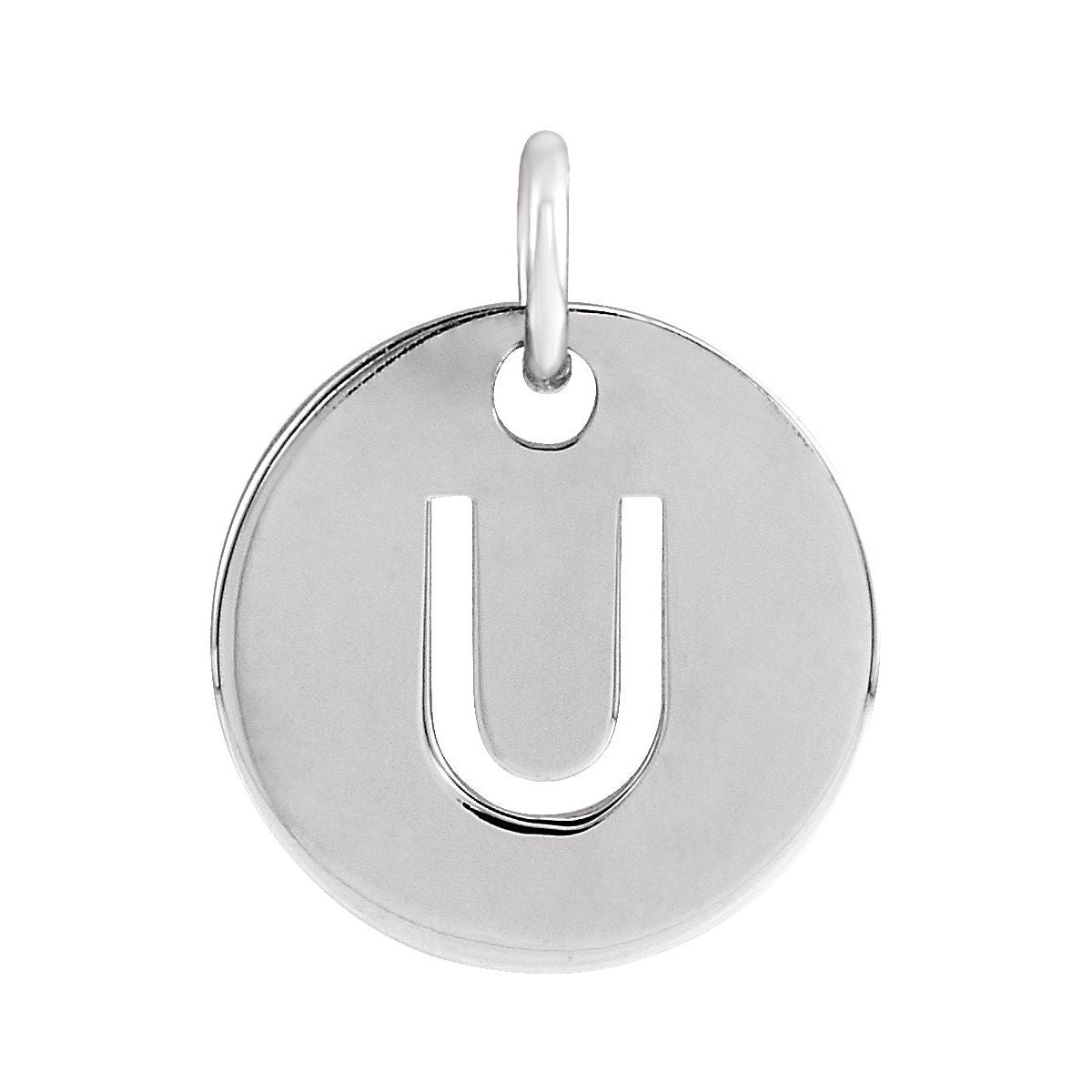 Initial Disc Charm — Initial U, 14k White Gold
