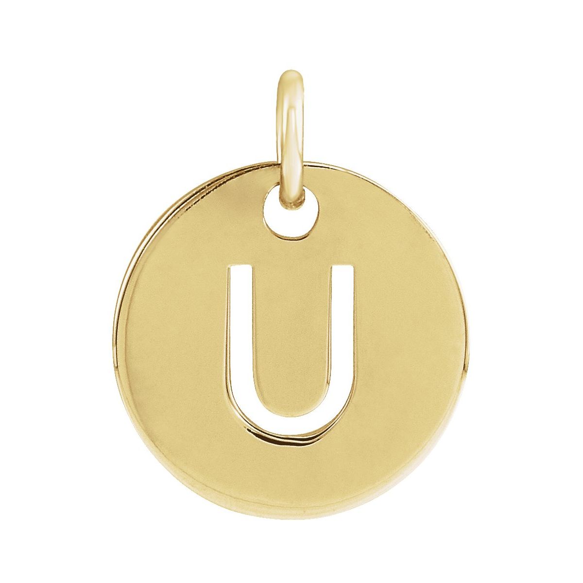 Initial Disc Charm — Initial U, 14k Yellow Gold