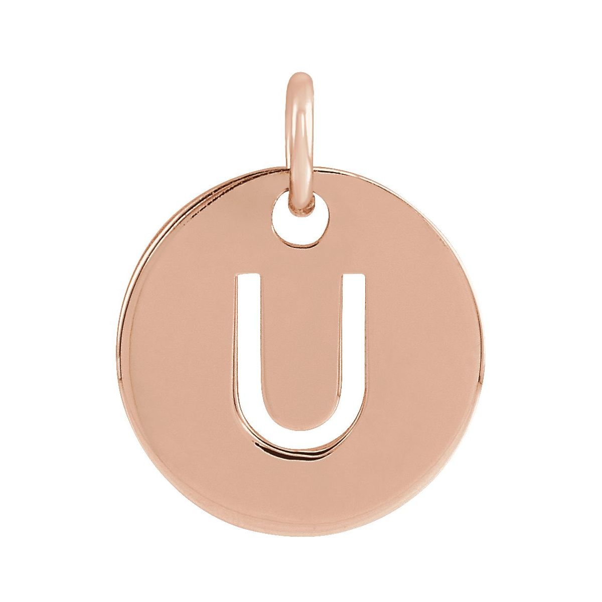 Initial Disc Charm — Initial U, 14k Rose Gold