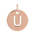 Initial Disc Charm — Initial U, 14k Rose Gold