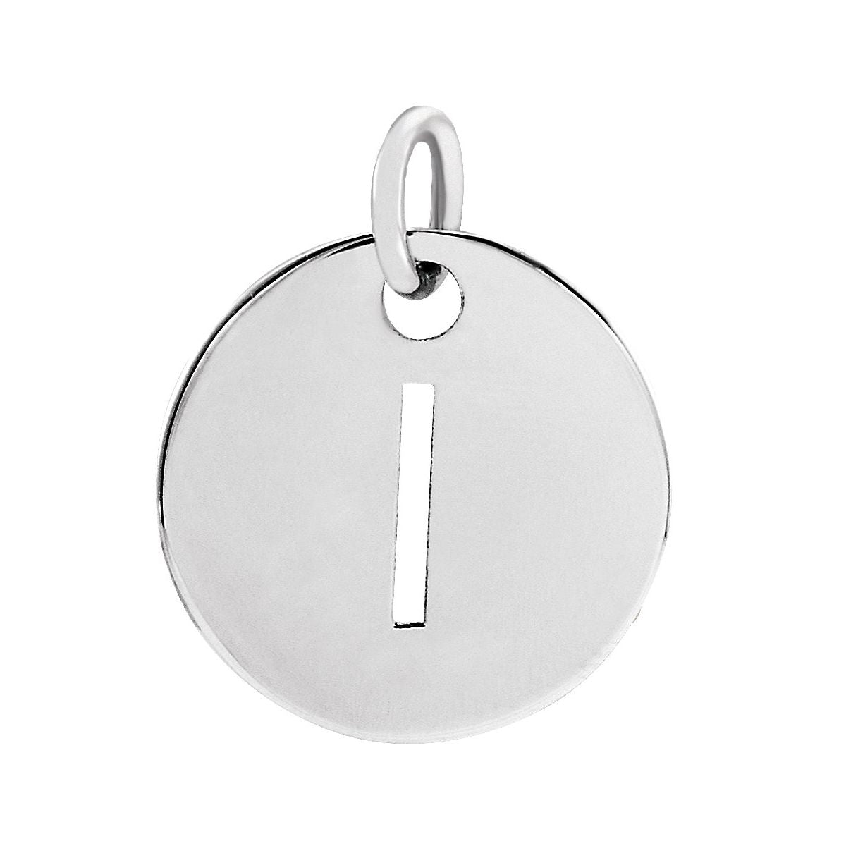 Initial Disc Charm — Initial I, 14k White Gold