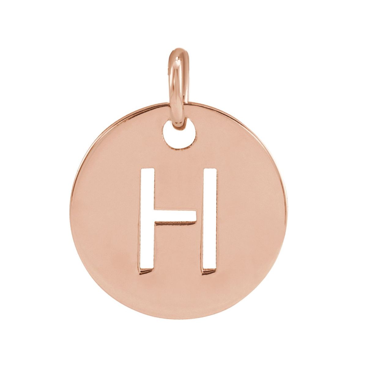 Initial Disc Charm — Initial H, 14k Rose Gold