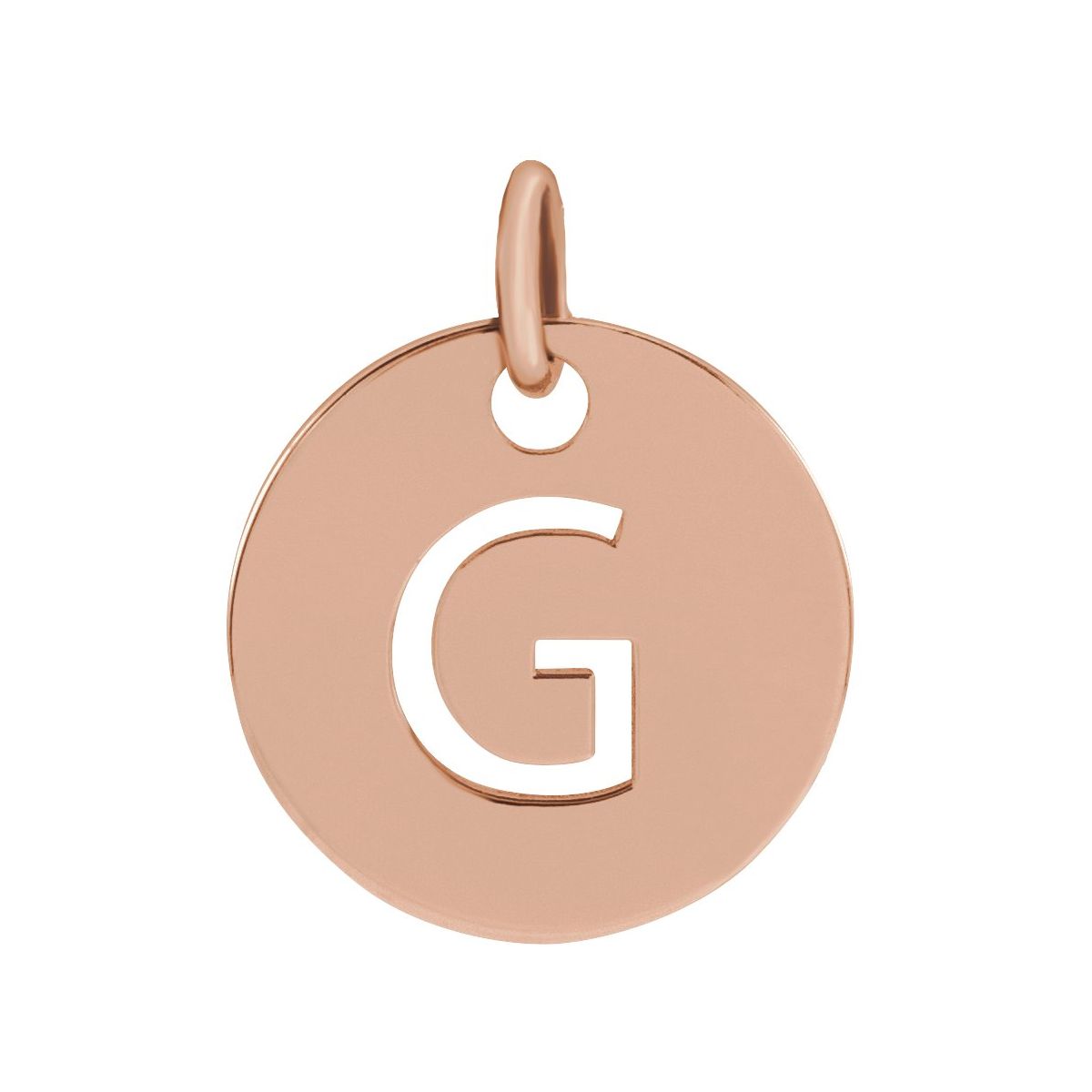Initial Disc Charm — Initial G, 14k Rose Gold