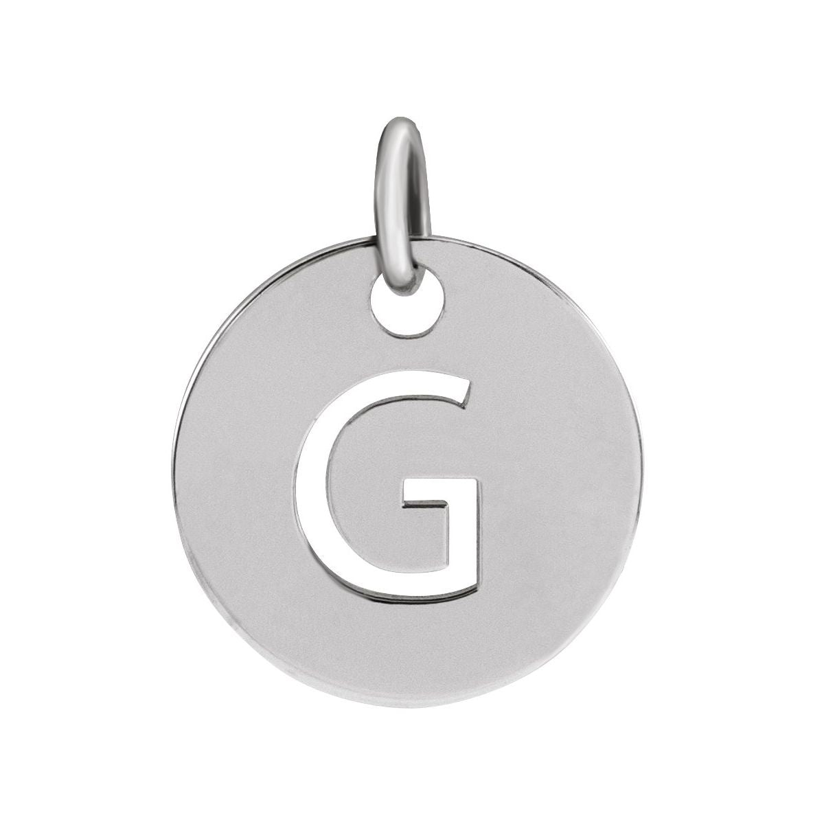 Initial Disc Charm — Initial G, 14k White Gold