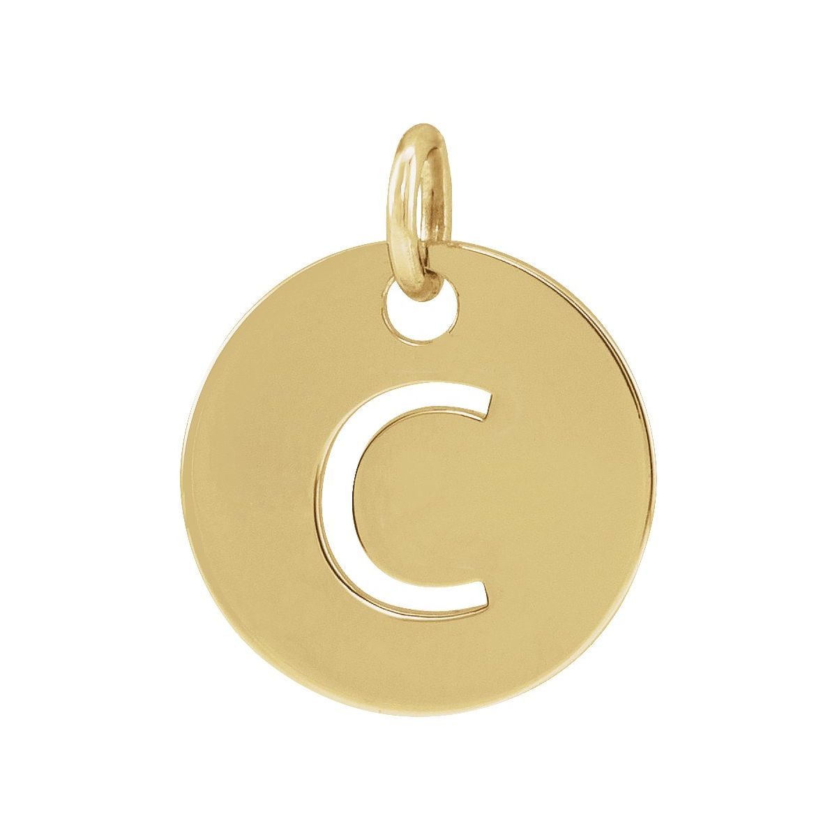 Initial Disc Charm — Initial C, 14k Yellow Gold