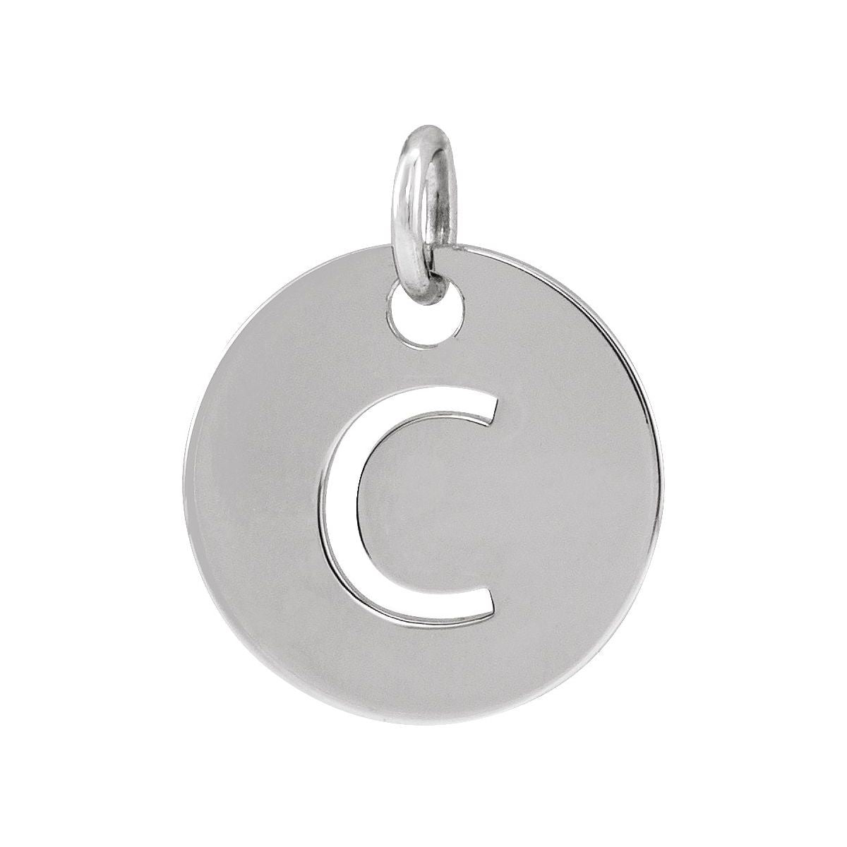 Initial Disc Charm — Initial C, 14k White Gold
