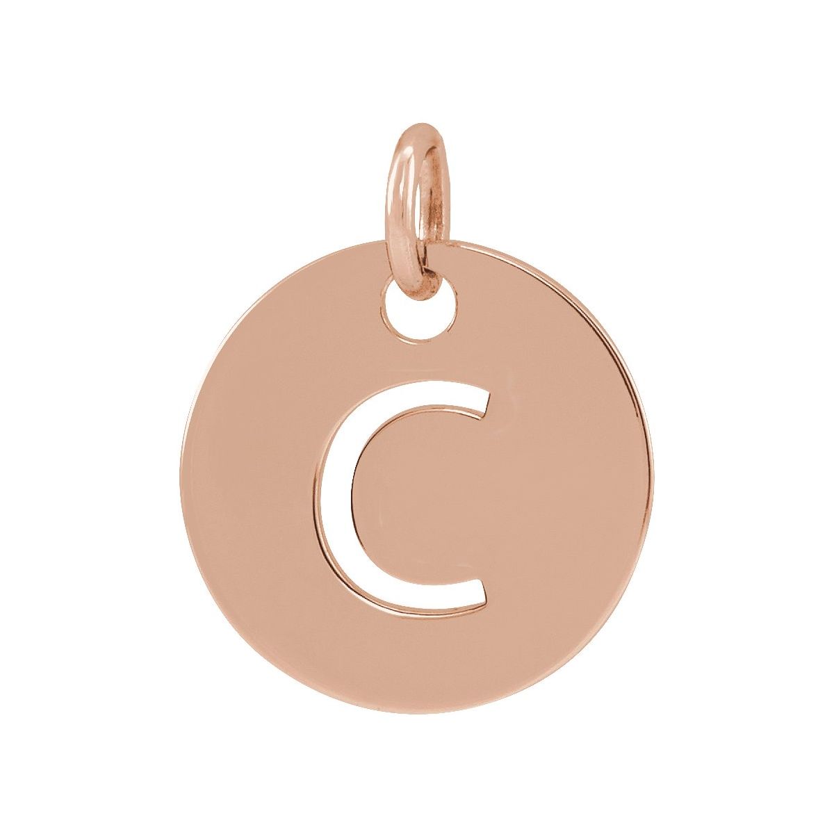 Initial Disc Charm — Initial C, 14k Rose Gold