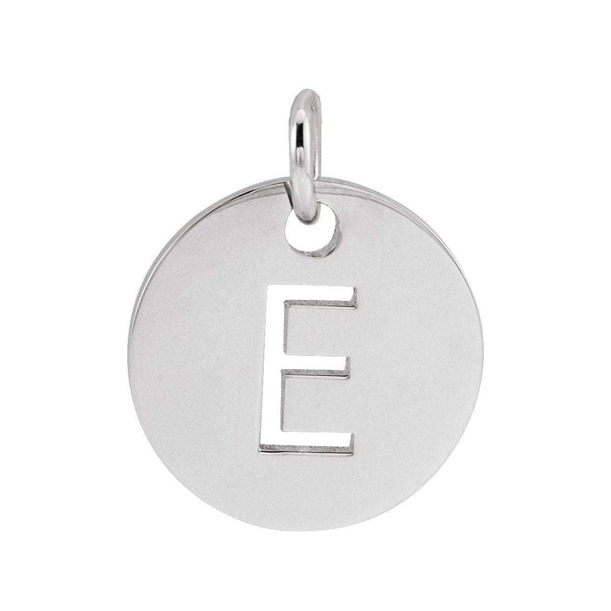 Initial Disc Charm — Initial E, 14k White Gold