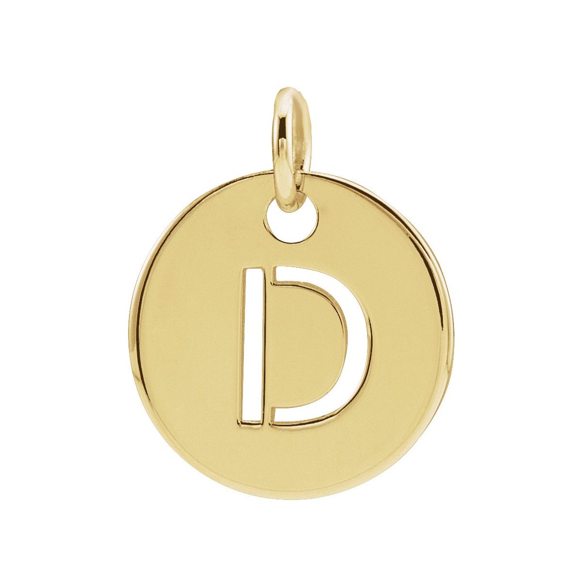 Initial Disc Charm — Initial D, 14k Yellow Gold
