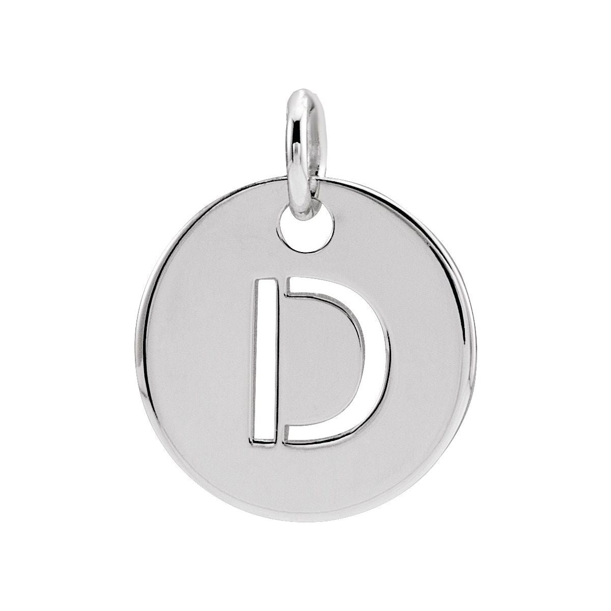 Initial Disc Charm — Initial D, 14k White Gold