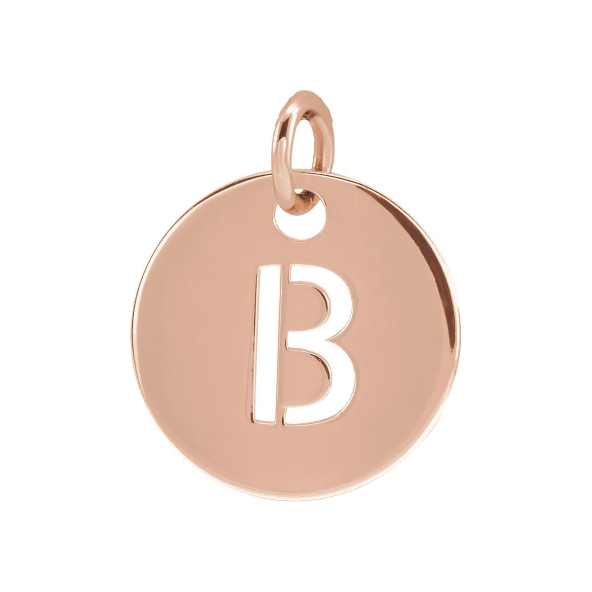 Initial Disc Charm — Initial B, 14k Rose Gold