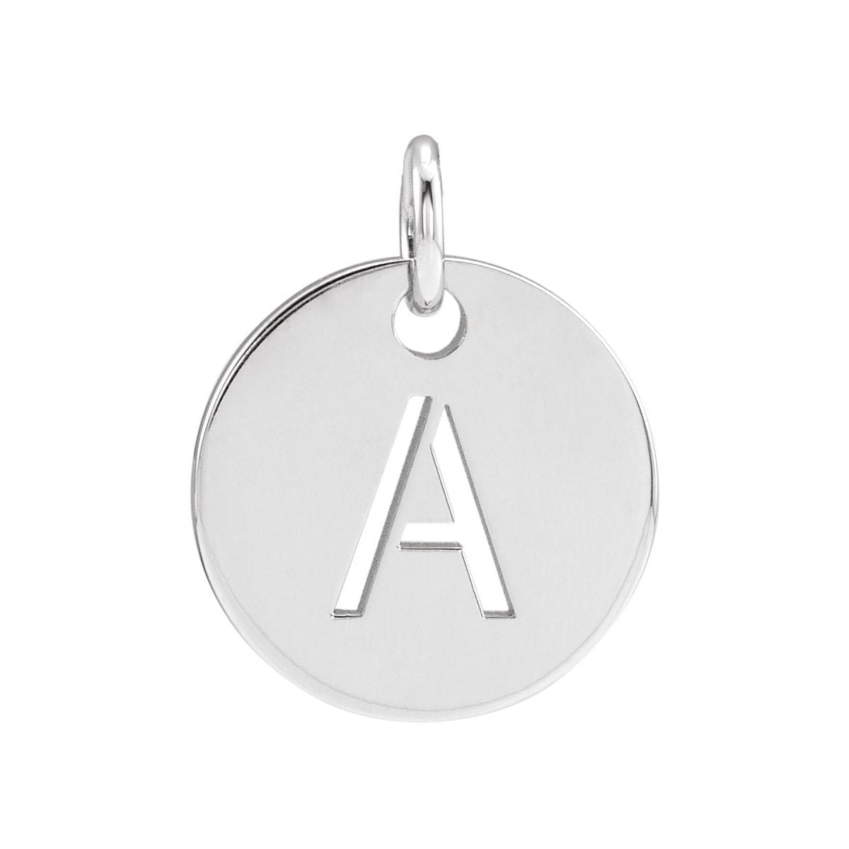 Initial Disc Charm — Initial A, 14k White Gold