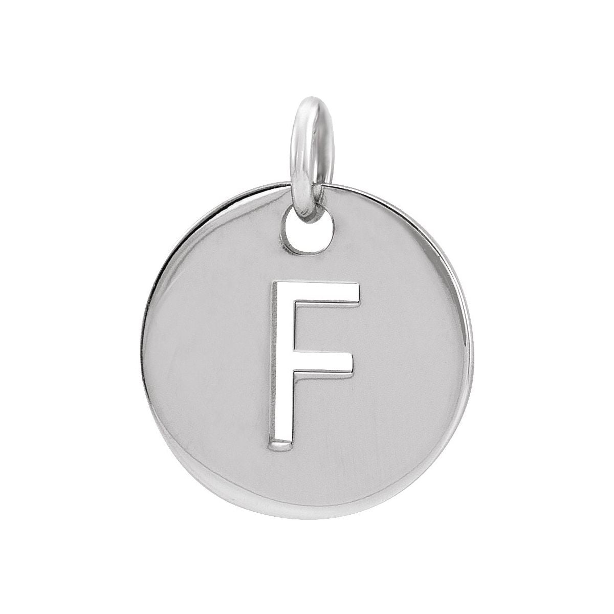 Initial Disc Charm — Initial F, 14k White Gold