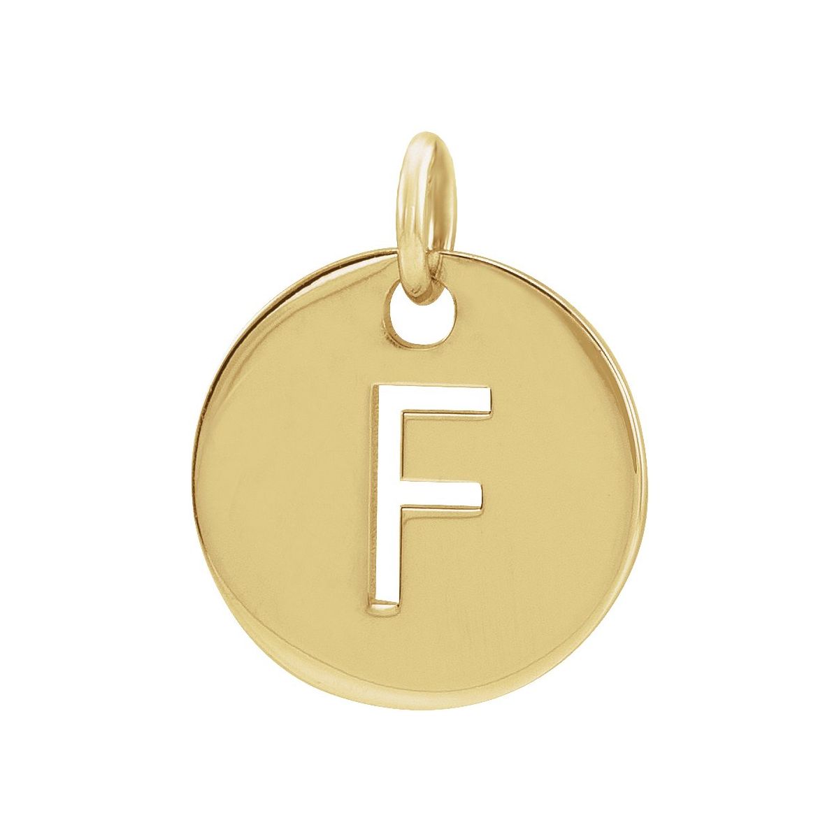 Initial Disc Charm — Initial F, 14k Yellow Gold