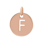 Initial Disc Charm — Initial F, 14k Rose Gold