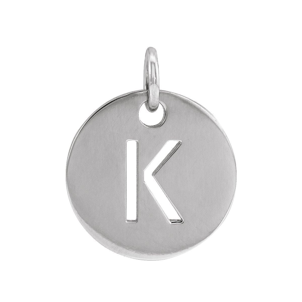Initial Disc Charm — Initial K, 14k White Gold