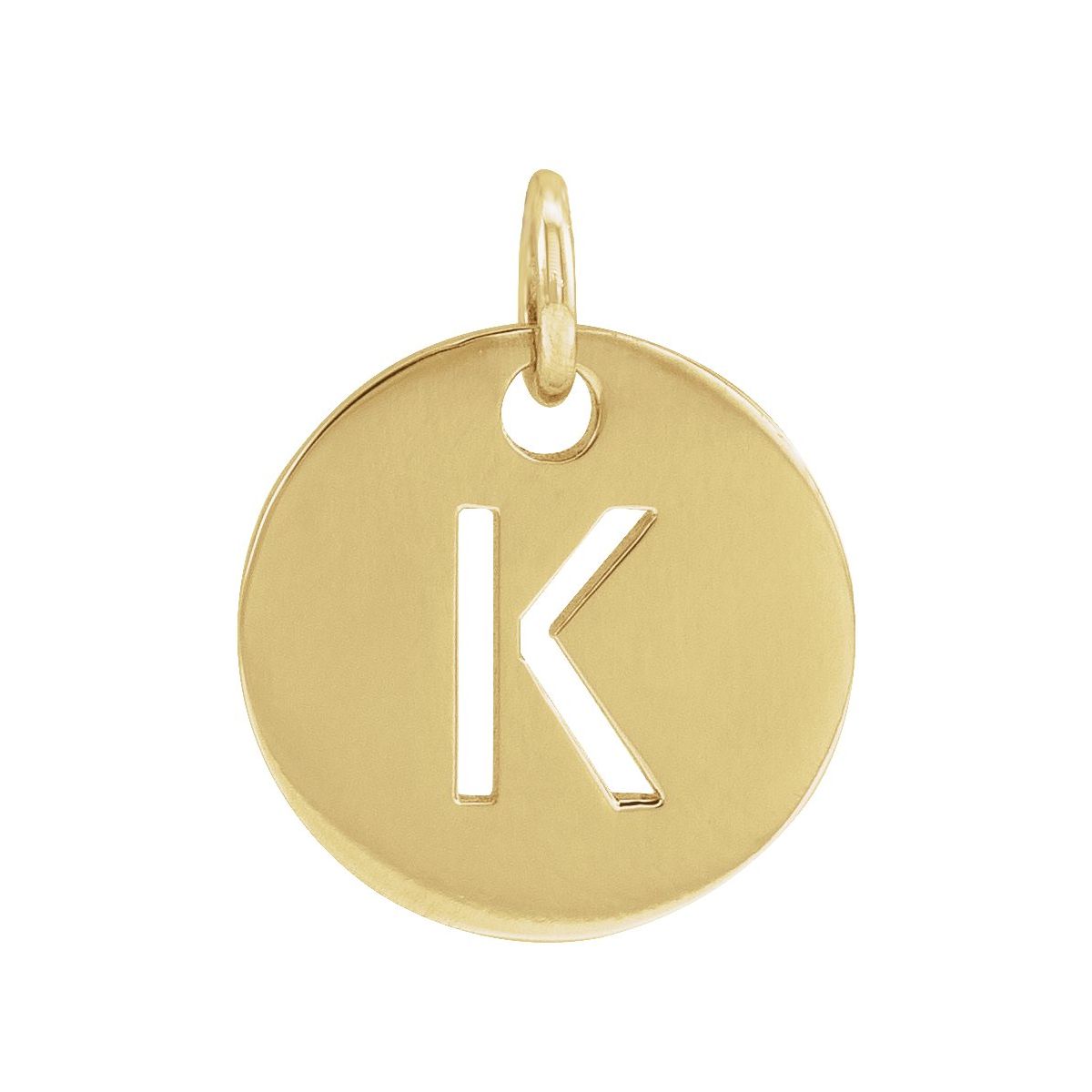 Initial Disc Charm — Initial K, 14k Yellow Gold