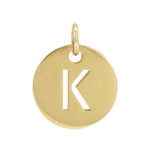 Initial Disc Charm — Initial K, 14k Yellow Gold