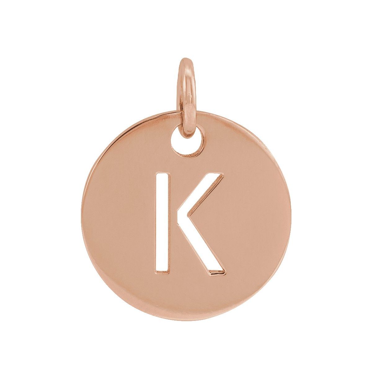 Initial Disc Charm — Initial K, 14k Rose Gold