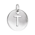 Initial Disc Charm — Initial T, 14k White Gold