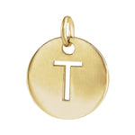 Initial Disc Charm — Initial T, 14k Yellow Gold