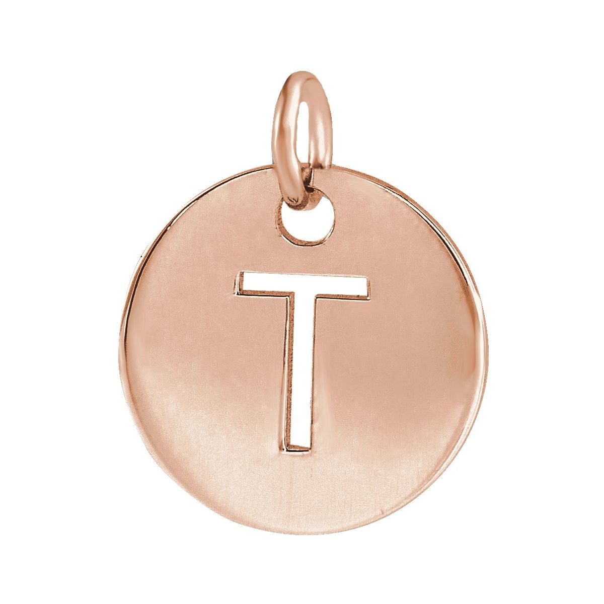 Initial Disc Charm — Initial T, 14k Rose Gold