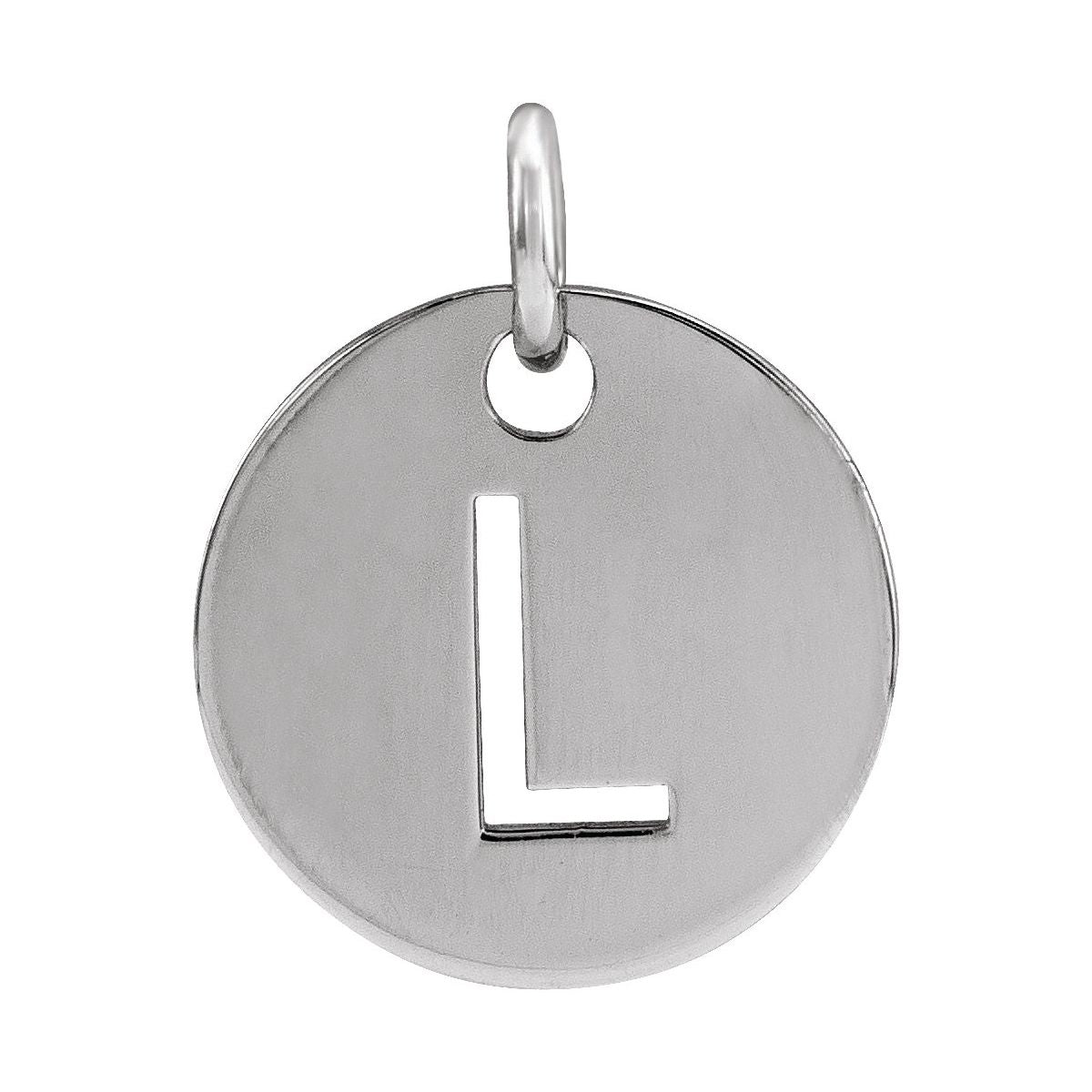 Initial Disc Charm — Initial L, 14k White Gold