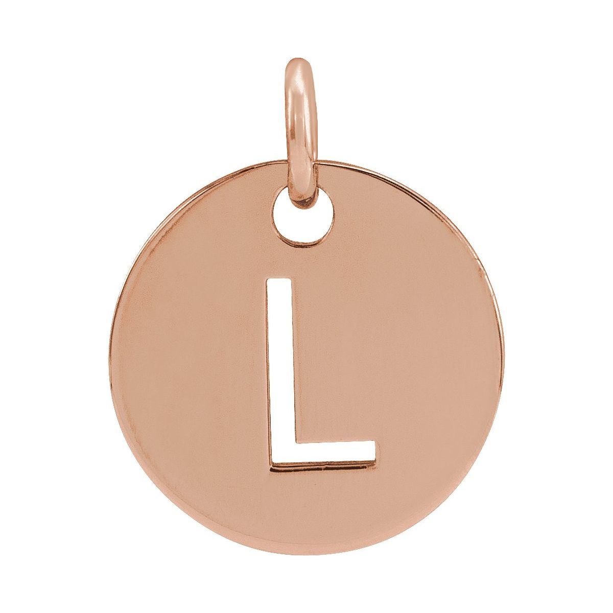 Initial Disc Charm — Initial L, 14k Rose Gold